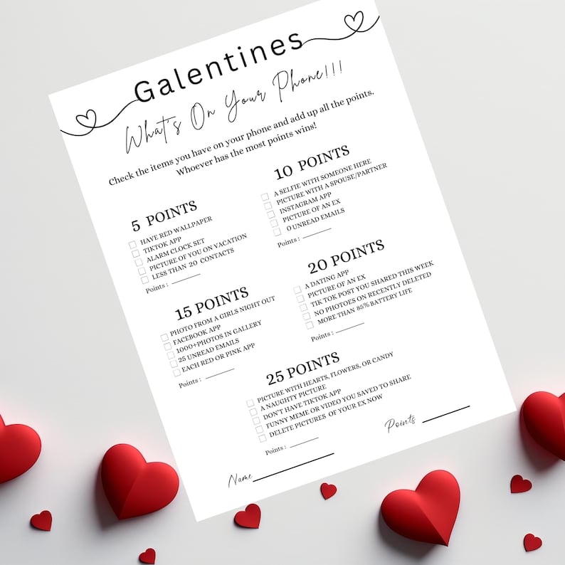 Juego de la noche de chicas de Galentines ¿Qué hay en tu teléfono? Descarga instantánea